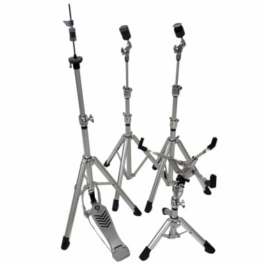 Drum hardware set including stands and pedals for Yamaha Crosstown drums.