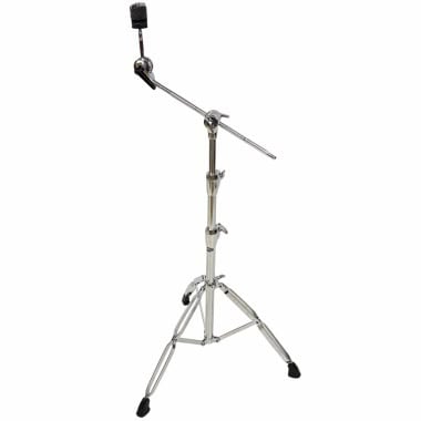 Drum cymbal stand for percussion instruments with adjustable height and tilt.