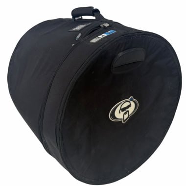 Black bass drum case with Protection Racket logo for drum protection.