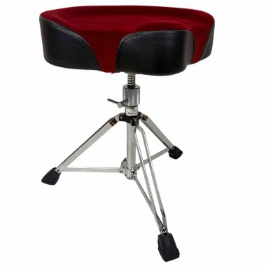 Red and black percussion throne with adjustable height and tripod base.