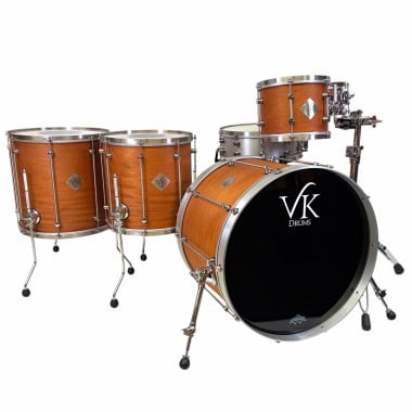 6-piece copper drum set with VK Drums logo for musicians and drummers.