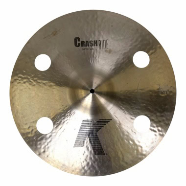 Zildjian K 20-inch Crash Ride cymbal with holes for enhanced sound.