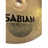 Close-up of Sabian HH 16in Thin Crash cymbal with logo and concentric circles.