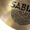 Close-up of Sabian 17in Extra Thin Crash Cymbal with logo detail.