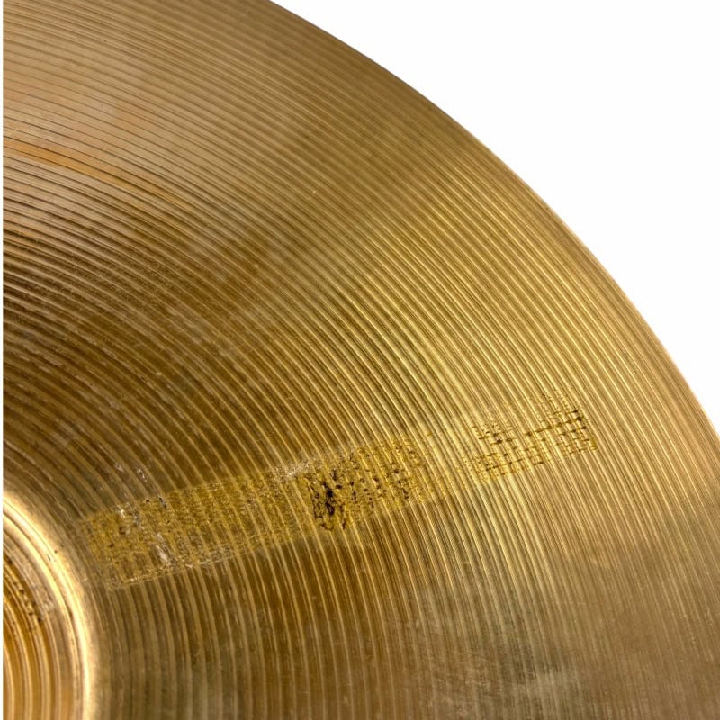 Close-up of a Zildjian A 21in Sweet Ride cymbal with detailed grooves.