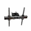 Percussion clamp with adjustable rods for drum hardware.