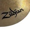 Close-up of Zildjian logo on a 21-inch Sweet Ride cymbal.