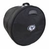 Black bass drum case with handle and logo for drum protection.