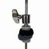 Close-up of a drum hi-hat stand part with metal and fabric elements.