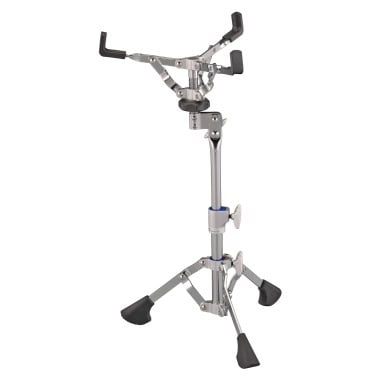 Drum practice pad stand for drummers, adjustable and portable equipment.