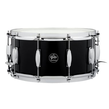 Black Gretsch Renown Maple 14x6.5in snare drum for drummers.