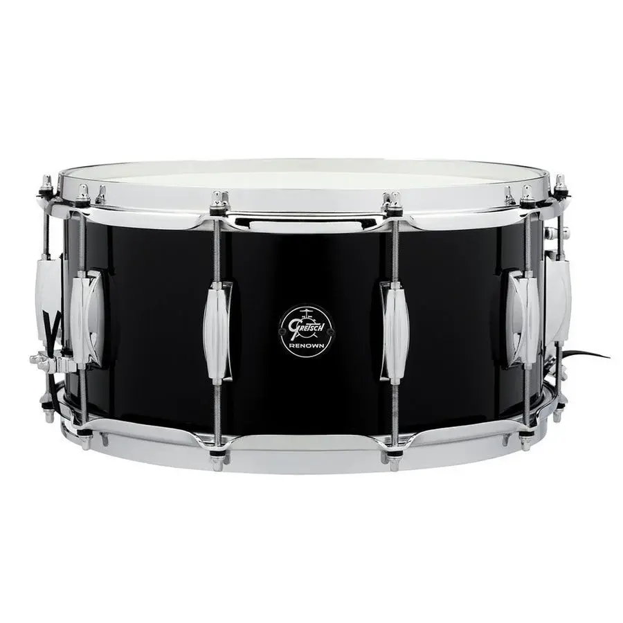 Black Gretsch Renown Maple 14x6.5in snare drum for drummers.