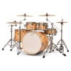 DW Design Series drum kit with natural wood finish and chrome hardware.
