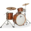 Wooden drum set with cymbals for drummers and percussionists.