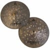 Two Istanbul Agop 17-inch Dark Dry Hats cymbals for drumming.