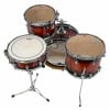 Drum set with three toms, bass drum, and cymbal, on a white background.
