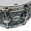 Close-up of DW Collector's Maple 14x6.5in snare drum in classic grey marine finish.
