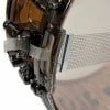 Close-up of Mapex Black Panther snare drum with hardware and textured surface.