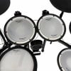 Close-up of Roland V-Drums electronic drum pads and cymbals.
