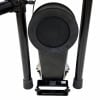 Close-up of a black electronic drum kit speaker with stand.