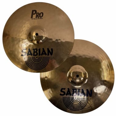 Sabian Pro 14-inch hi-hat cymbals for drumming.