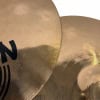 Close-up of Zildjian ZXT 14in solid hi-hats cymbals for drumming.