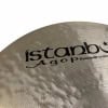 Close-up of Istanbul Agop 20-inch jazz ride cymbal with logo visible.