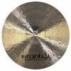 Close-up of Istanbul Agop 20-inch jazz ride cymbal with reflective surface.