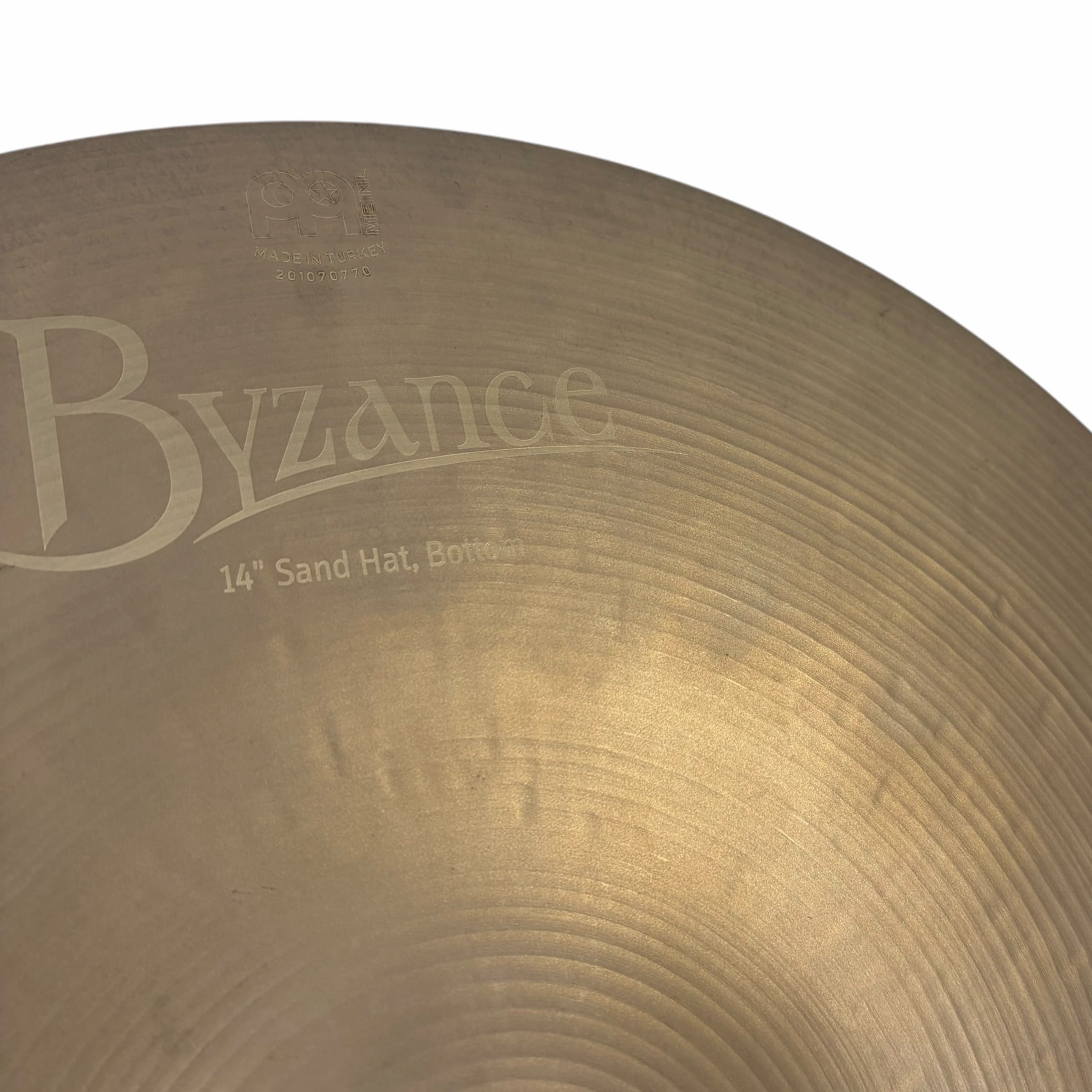 Close-up of Meinl Byzance Vintage 14in Sand Hats cymbals.
