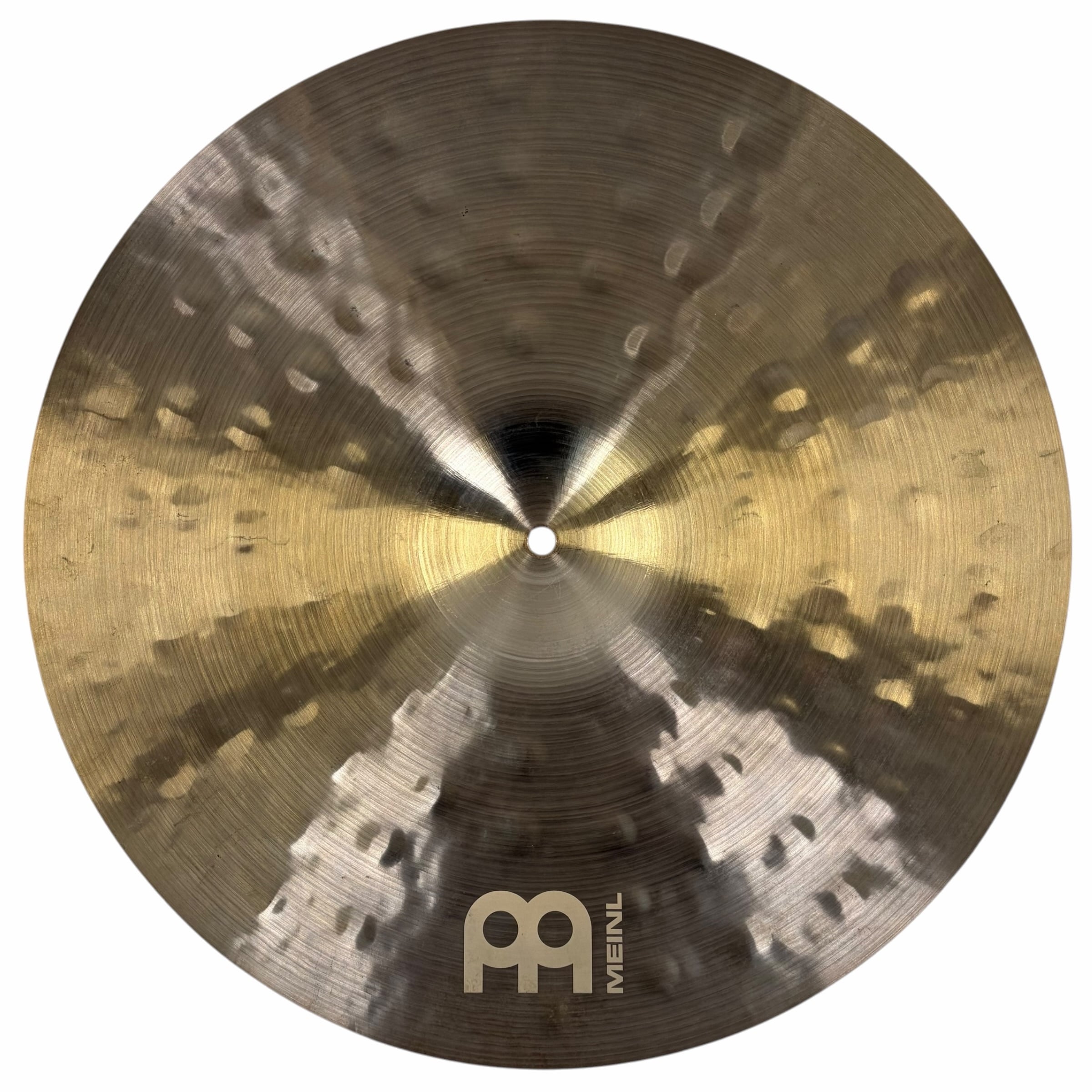 Close-up of Meinl Byzance Extra Dry 18in Thin Crash cymbal with detailed surface.