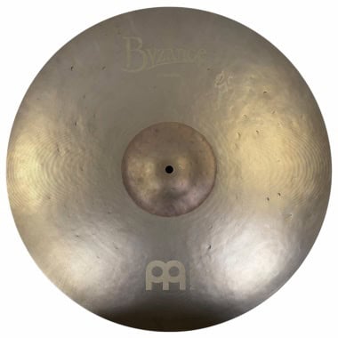 Close-up of Meinl Byzance Vintage 22in Sand Ride Cymbal with logo.