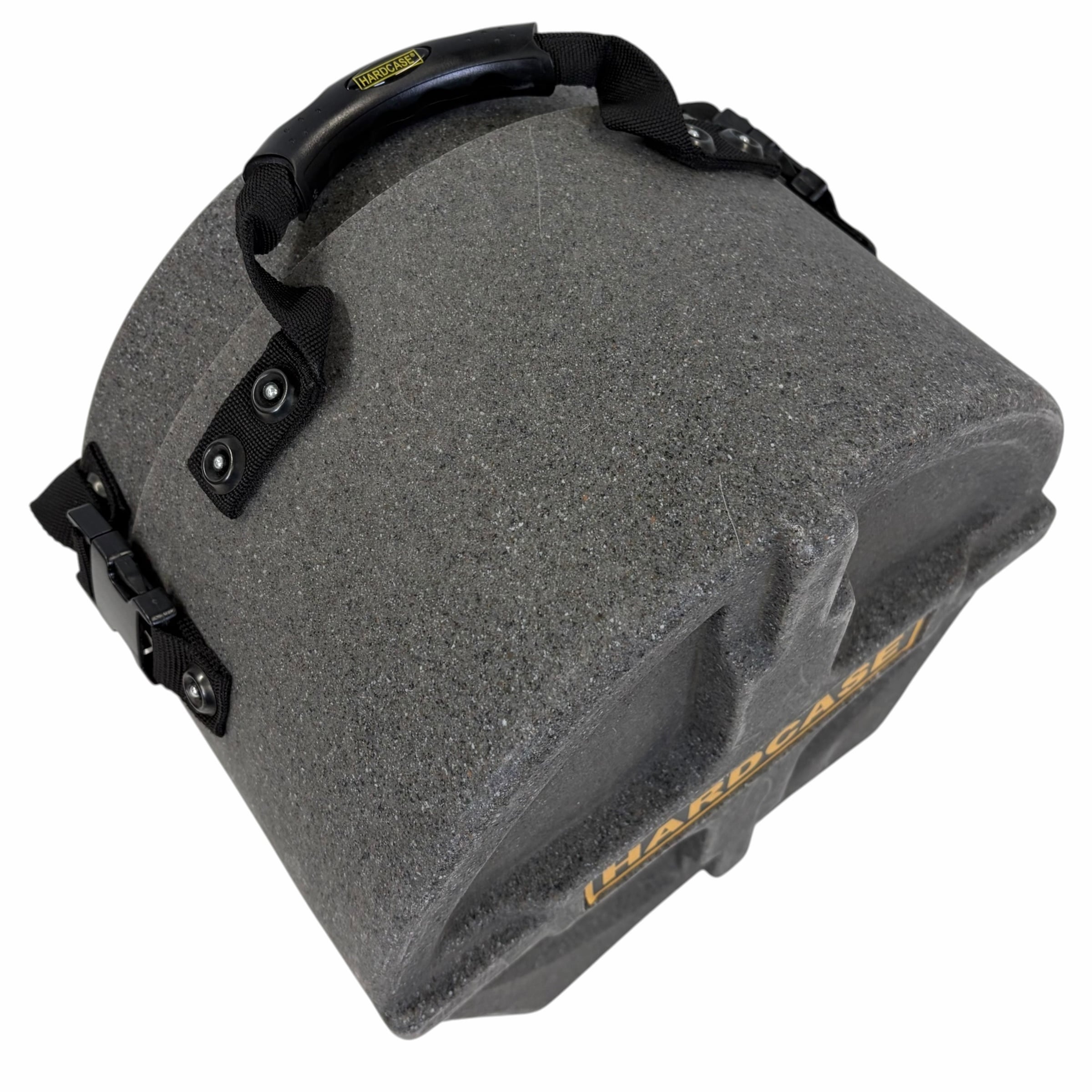 Granite drum tom case with protective lining and handle for drummers.
