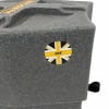 Granite finish drum case with 10T label for drum protection.