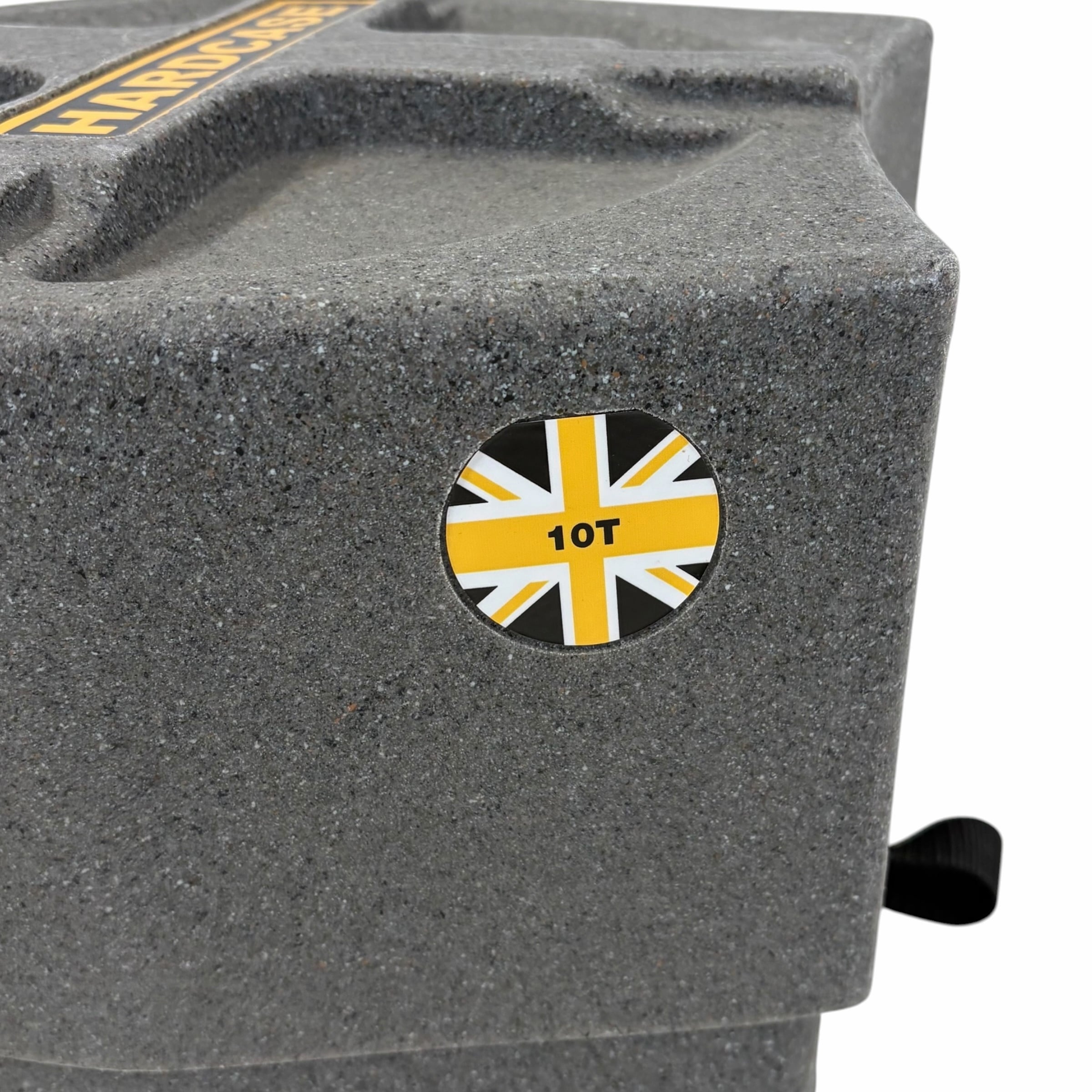 Granite finish drum case with 10T label for drum protection.
