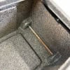 Interior view of a 28-inch hardware case with wheels for drums and equipment.