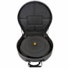 Portable turntable case with protective foam interior for transport.