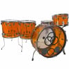 Ludwig Vistalite orange 5-piece shell pack with clear drumhead and hardware.