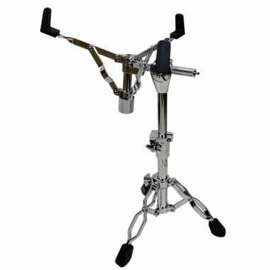 Drummers Only snare drum stand with chrome finish and Ergo grips.