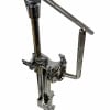 Chrome drum hardware clamp and stand with accessories.