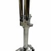 Chrome drum hardware stand with clamp and rod sections.
