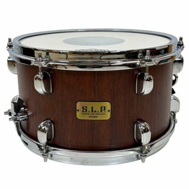 Tama SLP 12x7in snare drum with dark wood shell and chrome hardware.