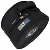 Drummers Only round black snare drum case with logo and zipper.
