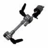 Professional drum hardware cymbal arm with clamps and wing handles.