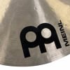 Close-up of Meinl Byzance cymbal logo and brushed surface.