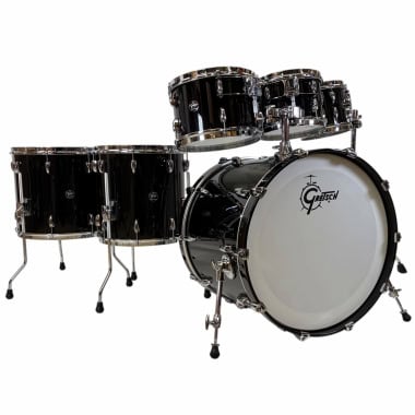 Gretsch Renown Maple 22-inch drum kit with black hardware and white drumhead.