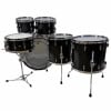 Gretsch Renown 6-piece black drum set with stands and hardware.
