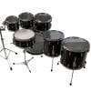 Gretsch style black drum kit from Drummers Only with cymbal stand.