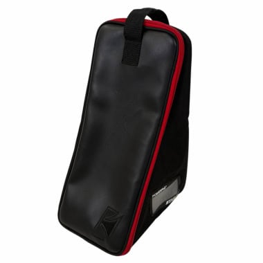 Tama Powerpad single pedal case in black with red zipper.