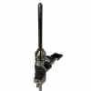 Hi-hat stand leg and clamp hardware on drum kit.