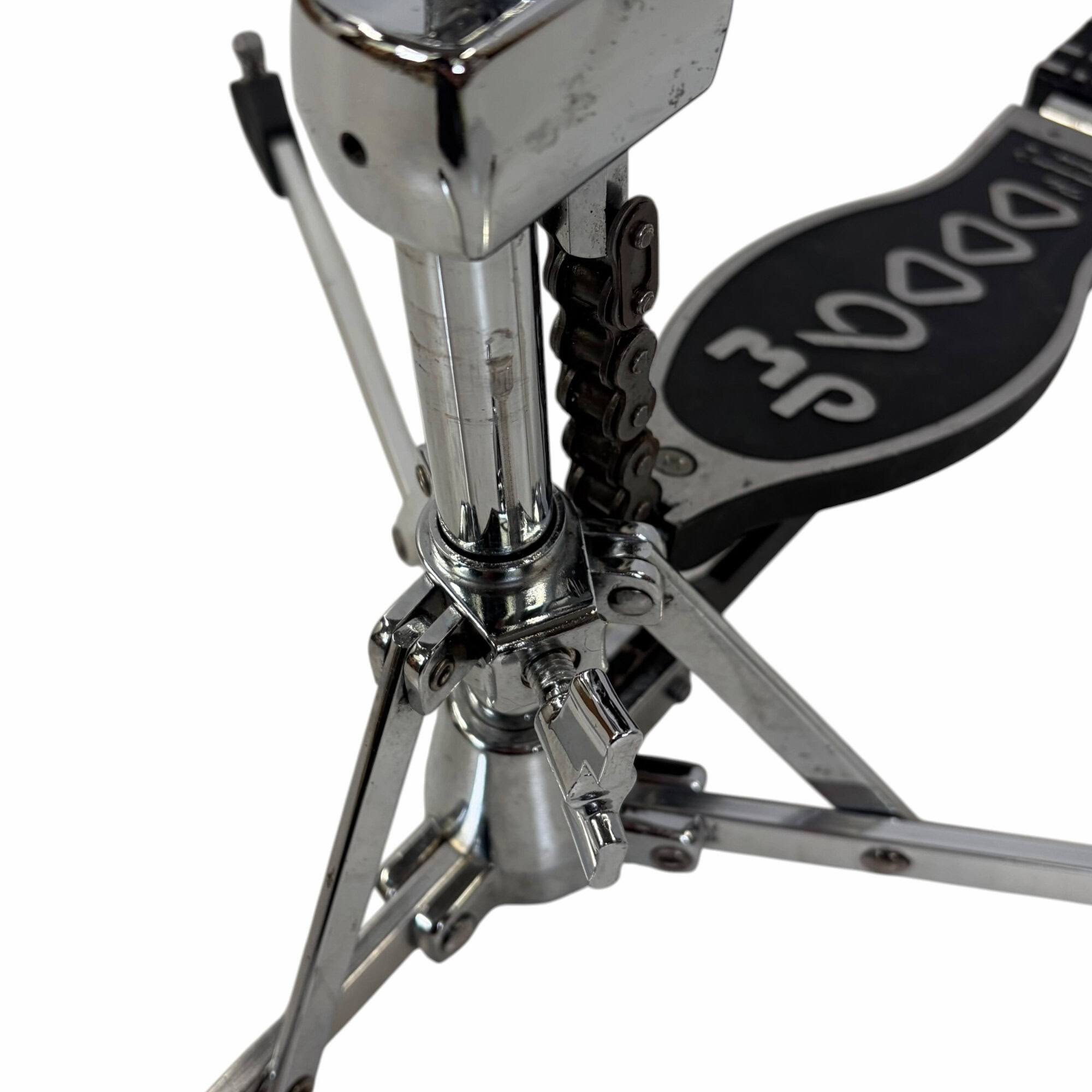 Drum hardware hi-hat stand foot pedal and chrome chrome-plated tension rod.